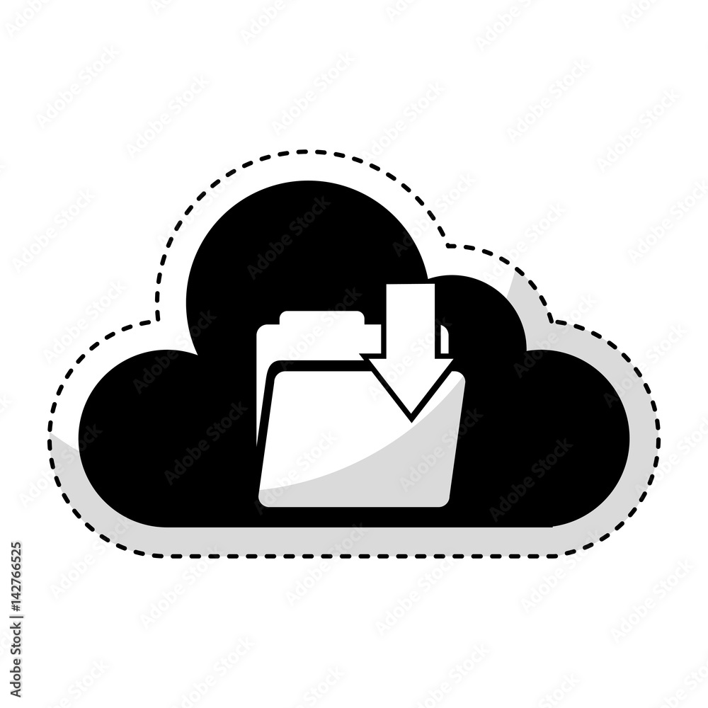 cloud computing with folder download isolated icon vector illustration design cloud computing with folder download isolated icon vector illustration design