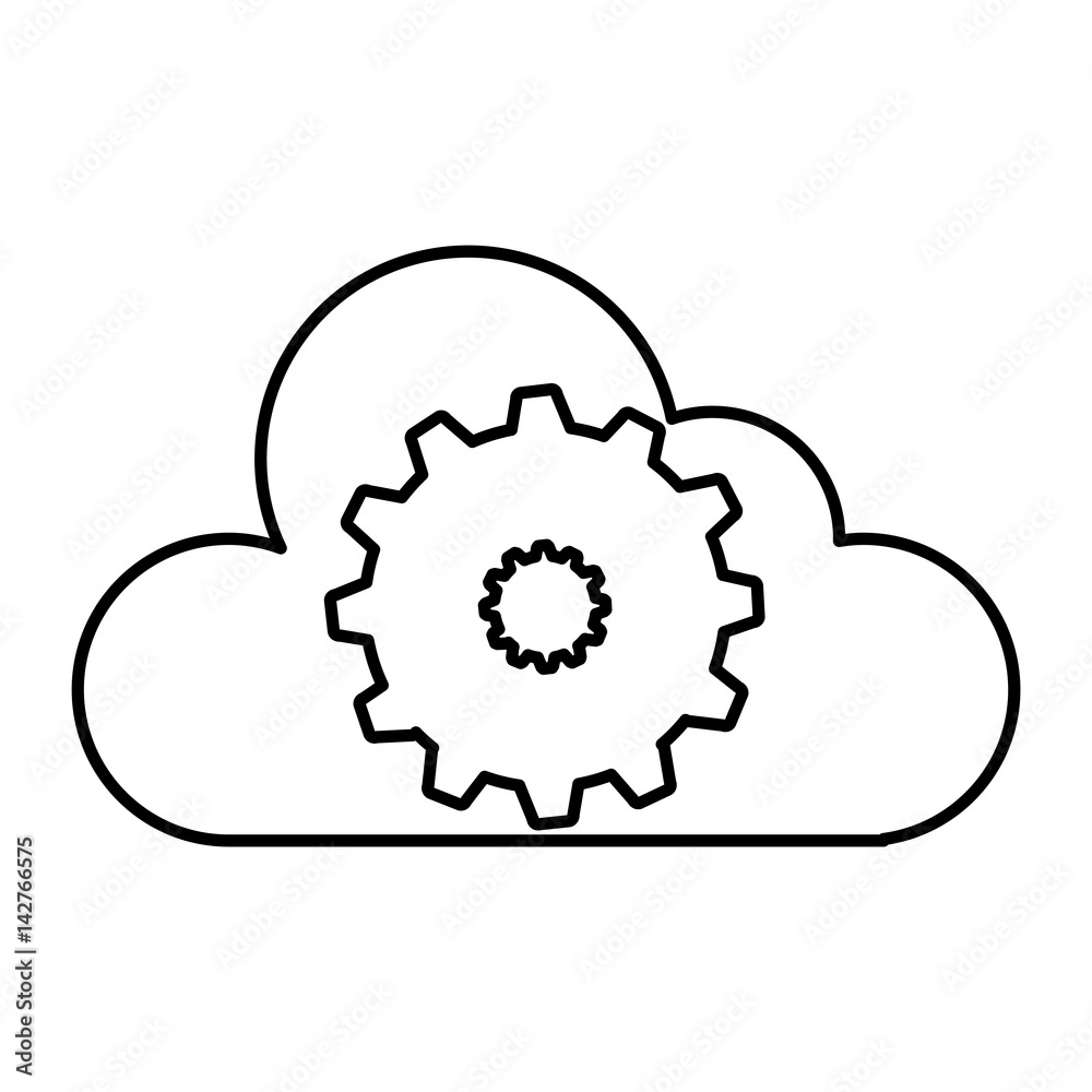 cloud computing with gear machine isolated icon vector illustration design cloud computing with gear machine isolated icon vector illustration design