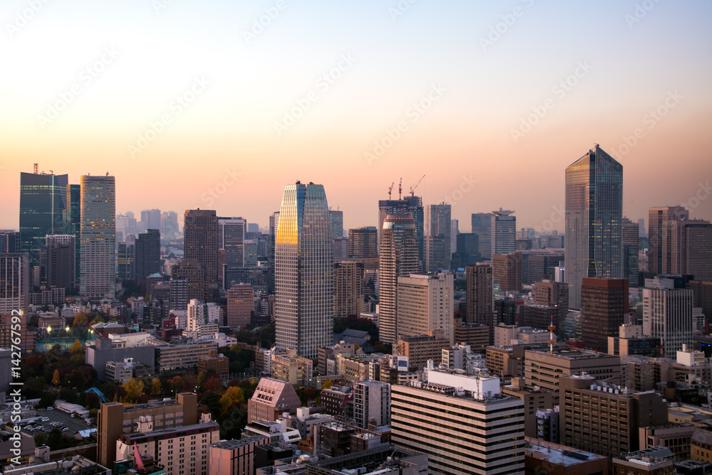 東京都心の夕景