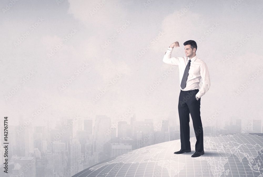 man standing in front of city landscape man standing in front of city landscape