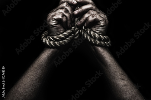 Slika na platnu woman hands bound prisoner in room