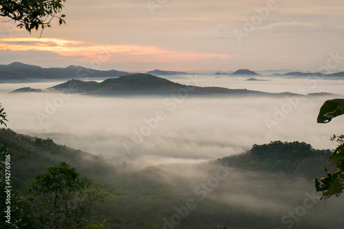 Hatyai city in the fog - a view from the top.