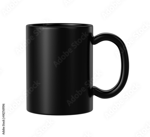 black ceramic mug on white background, 3D Rendering