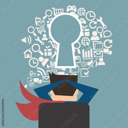 Businessman sitting in front of  his keyword for money planing after meeting,flat vector design.