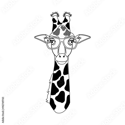 giraffe with glasses icon over white background. hipster style concept. vector illustration