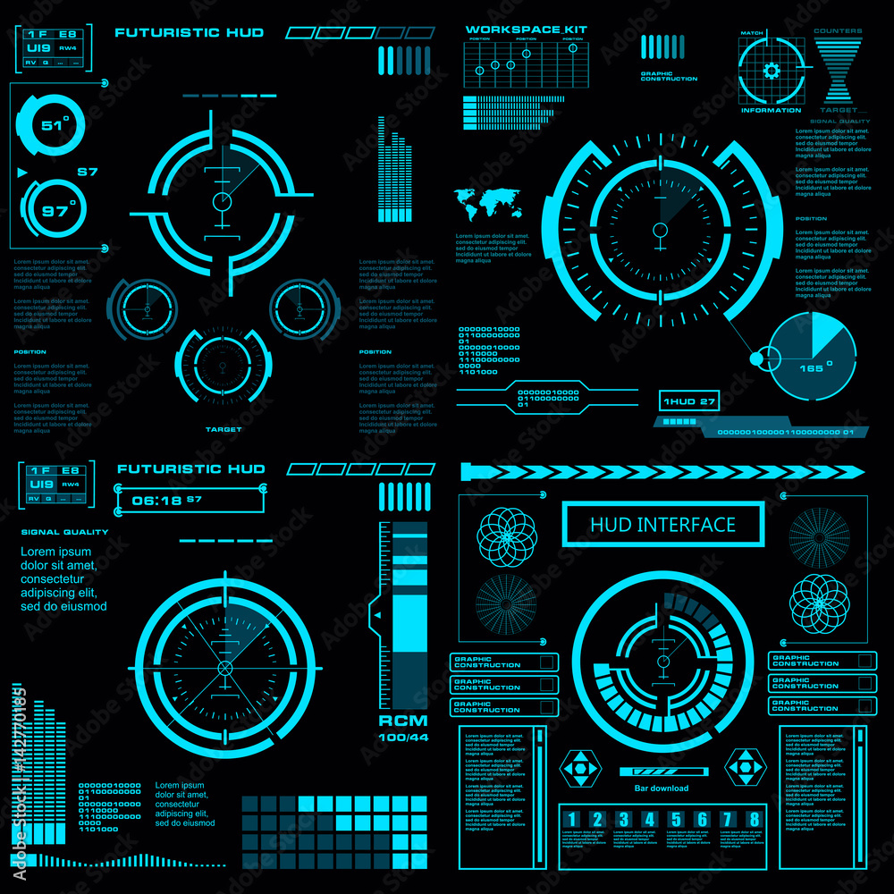 Futuristic blue virtual graphic touch user interface