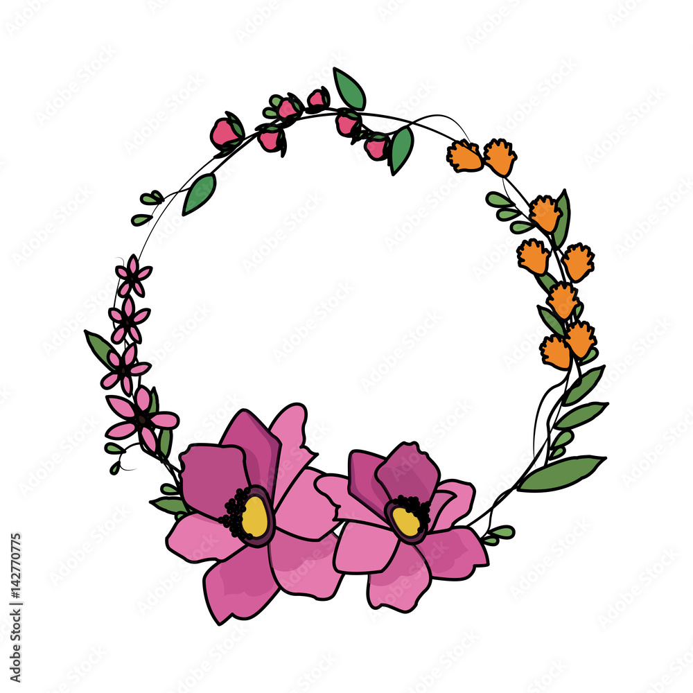 Vecteur Stock delicate assorted flower crown icon image vector
