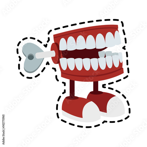 Fototapeta chattering teeth wind up toy icon image vector illustration design