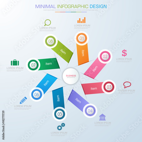 Infographic Elements with business icon on full color background  process or steps and options workflow diagrams,vector design element eps10 illustration