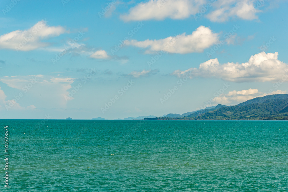 Sea view with clouds on horizon. Travel tropical island resort at ko chang island,Thailand. Sea view with clouds on horizon. Travel tropical island resort at ko chang island,Thailand.