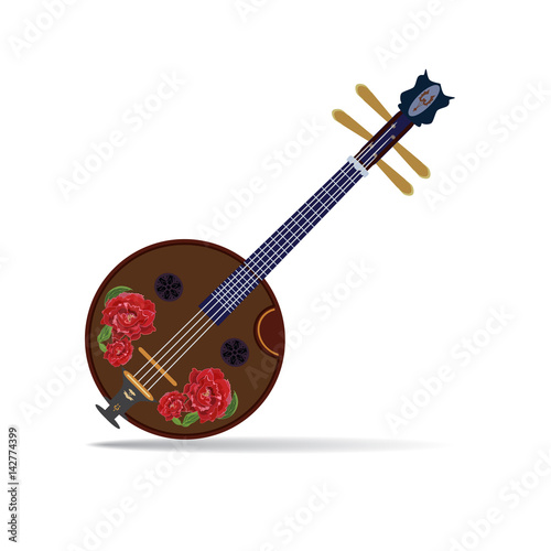 Vector illustration of chinese ruan in flat style.