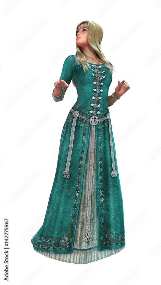 3D Rendering Fantasy Princess on White 3D Rendering Fantasy Princess on White