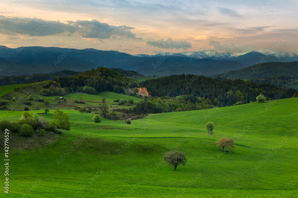 view of mountain field and meadow in the heart of Europe
