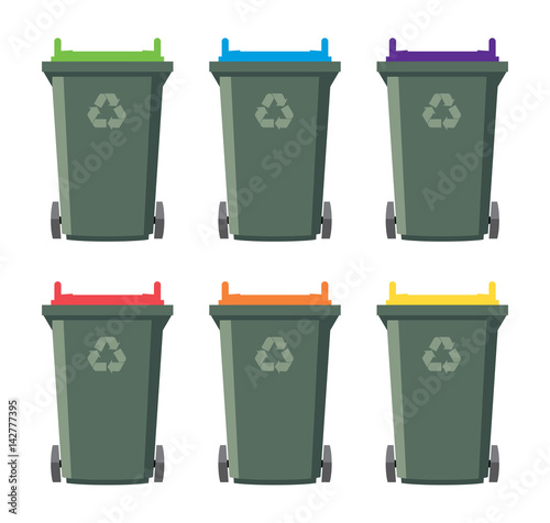 vector set of recycling wheelie bin icons