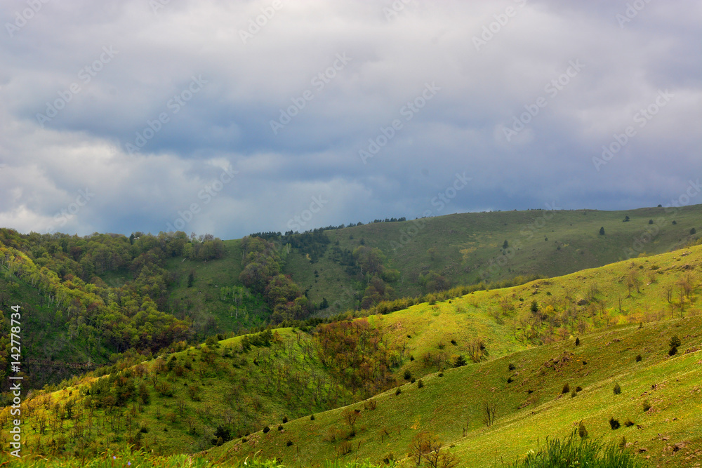 Fototapeta premium Mountain landscape of meadows 