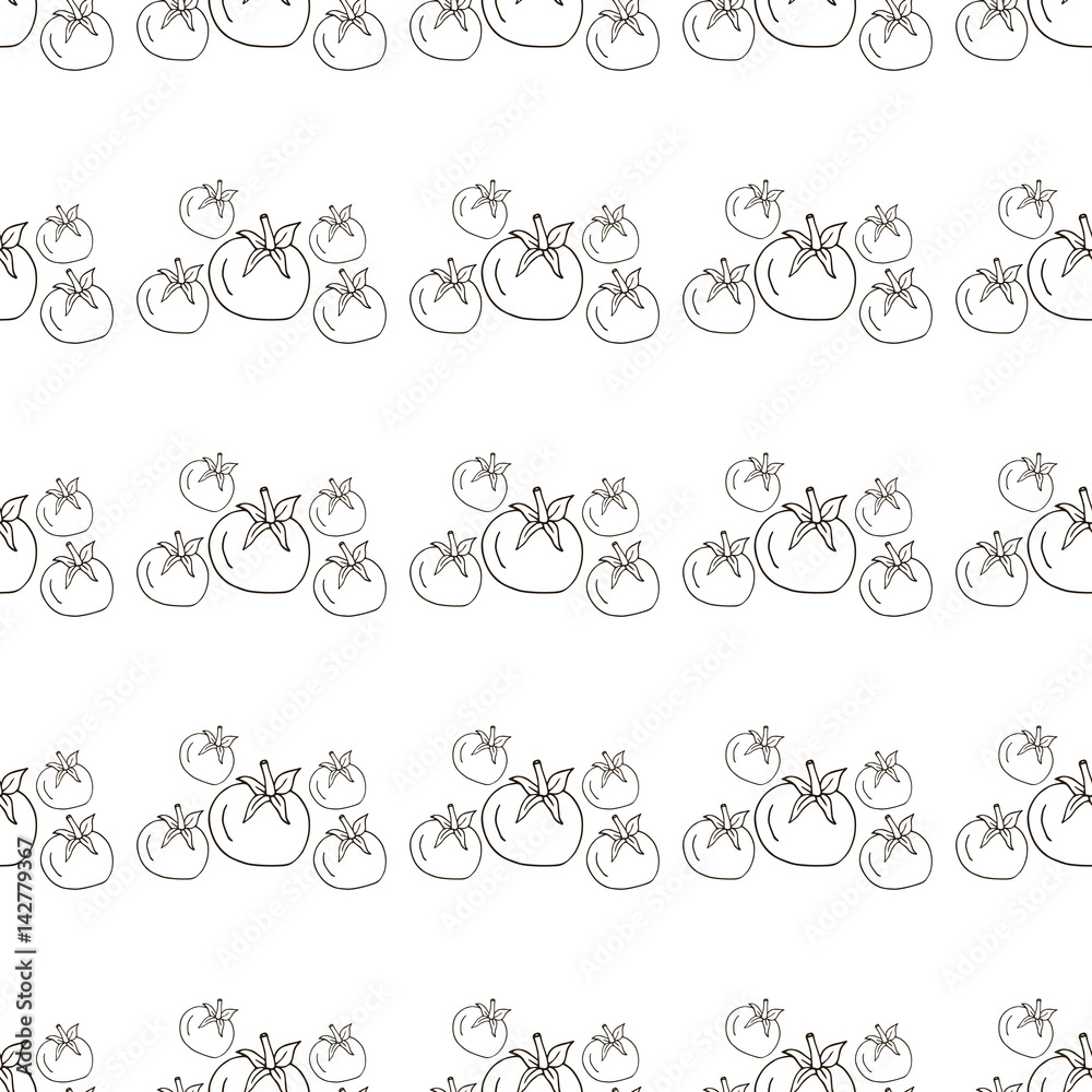 Seamless pattern with tomatoes. Vector illustration for design of a banner or wallpaper.