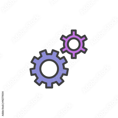 Gear, settings, preferences filled outline icon, line vector sign, linear style pictogram isolated on white. Symbol, logo illustration. Editable stroke. Pixel perfect