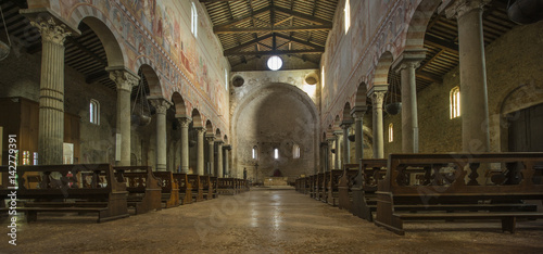 San Piero a Grado near Pisa, Romanesque basilica, view to the east (10th-11th century, frescoes from the 13th-14th century)_Pisa, Tuskany, Italy