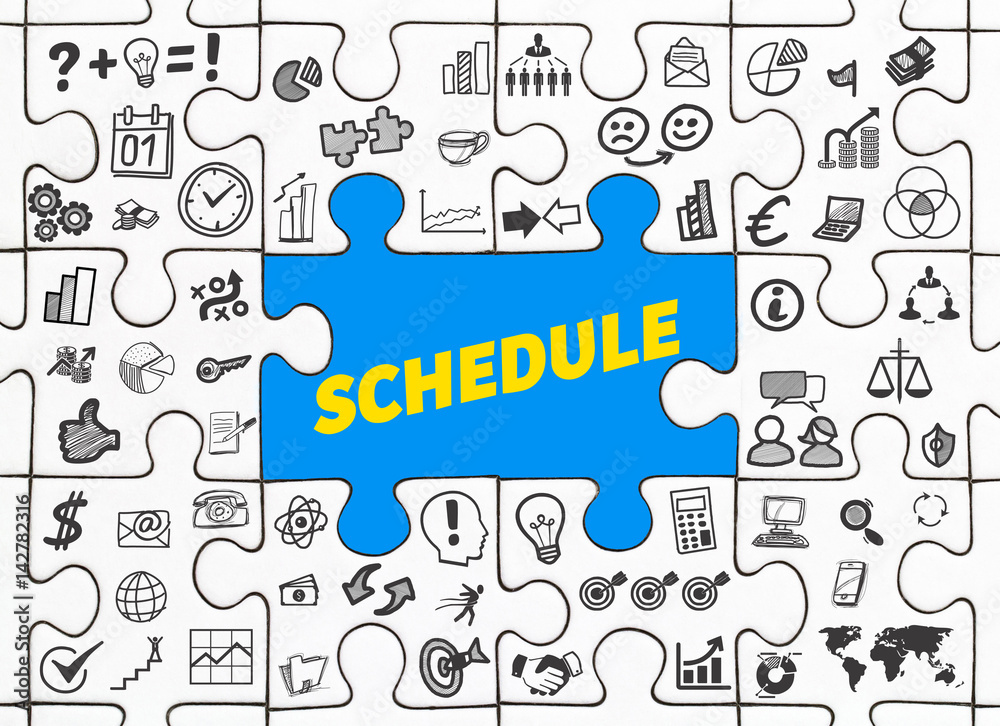 Schedule / Puzzle mit Symbole Stock Illustration | Adobe Stock