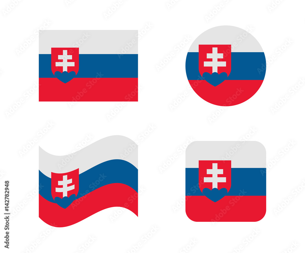 set 4 flags of slovakia