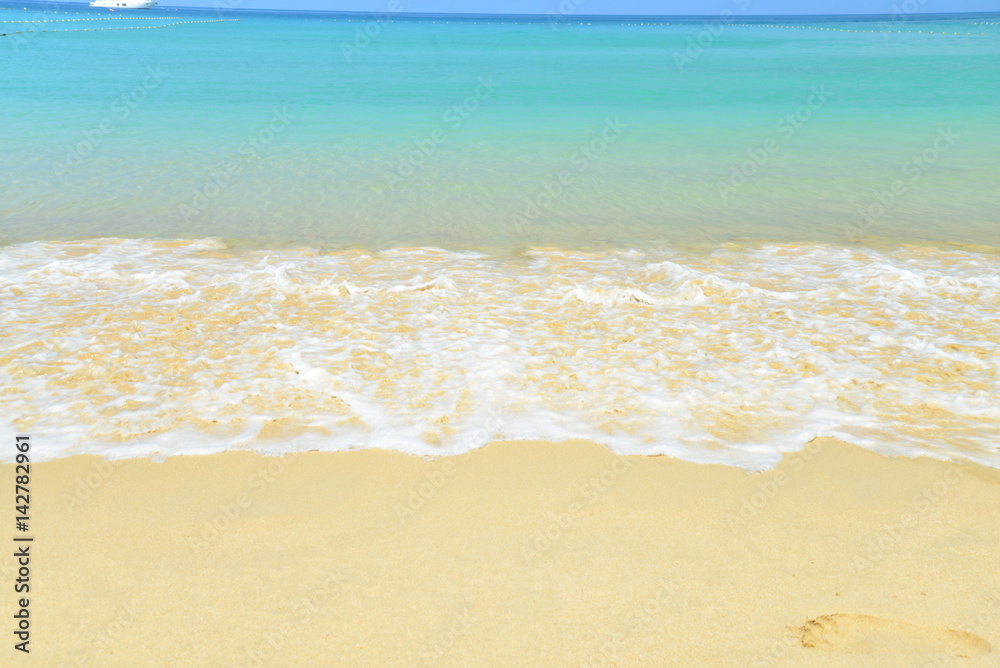 sea beach blue sky sand sun daylight relaxation landscape viewpoint for design postcard and calendar in thailand