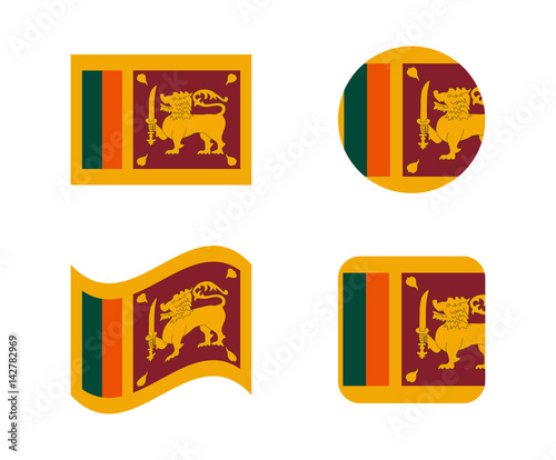 set 4 flags of sri lanka