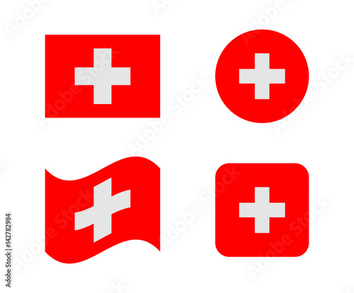 set 4 flags of switzerland