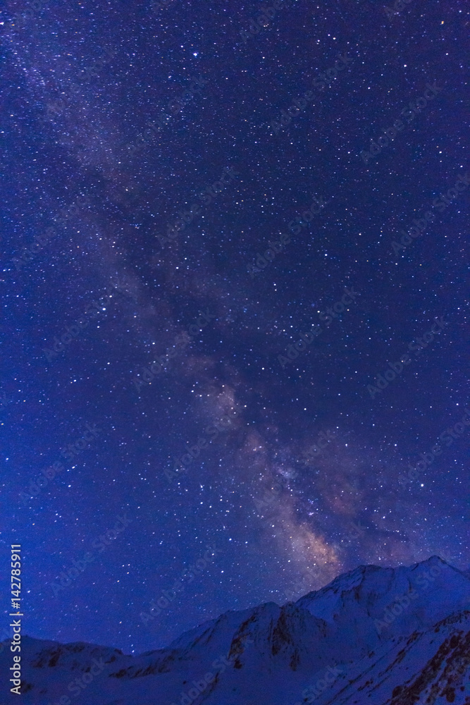 Fototapeta premium Stars and Milky way galaxy with Himalaya snow mountain, Nepal