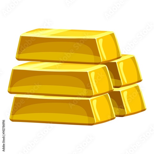 Stack of gold bars icon, cartoon style
