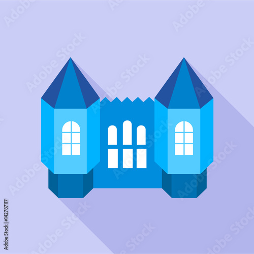 Blue fortress towers icon, flat style © ylivdesign