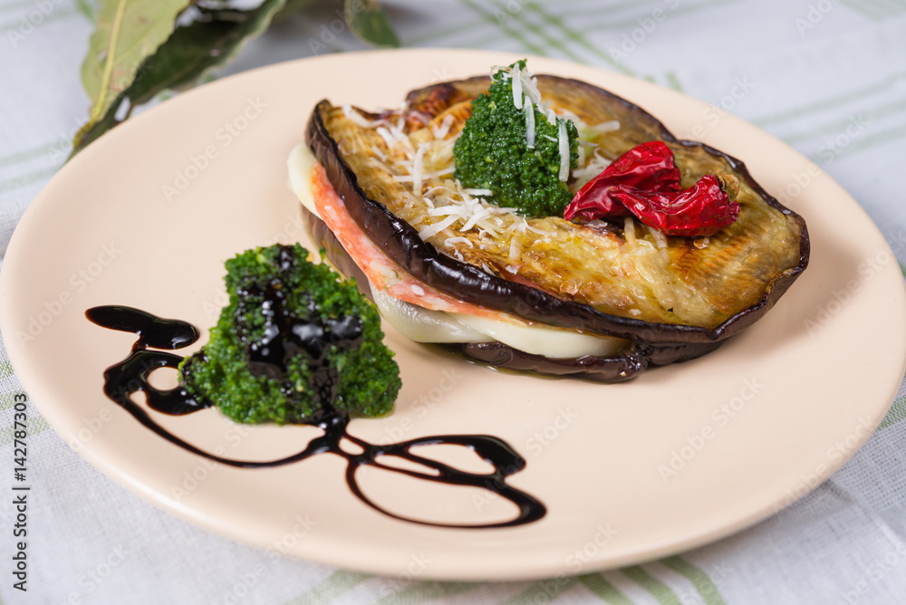 slices of grilled eggplant stuffed