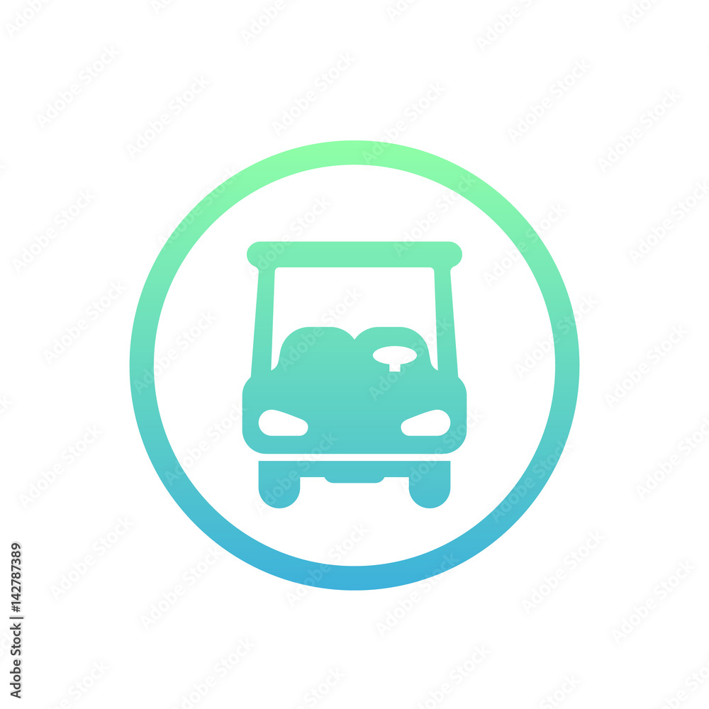 Golf car vector icon on white, vector illustration Golf car vector icon on white, vector illustration