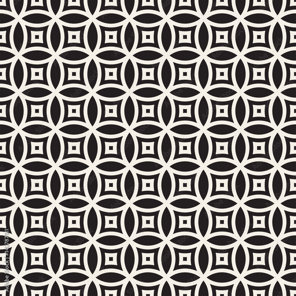 Vector Seamless Geometric Rounded Lines Pattern. Abstract Geometric Background Design