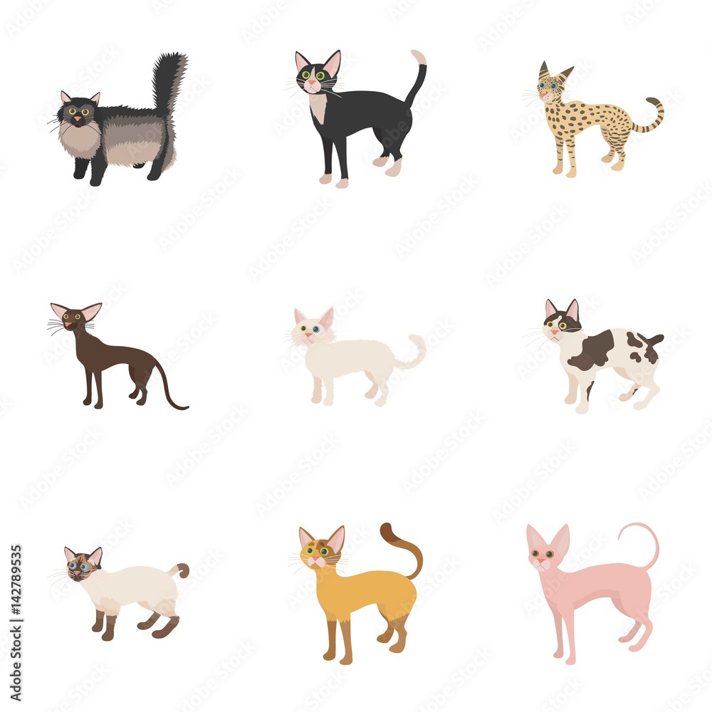 Pet icons set, cartoon style