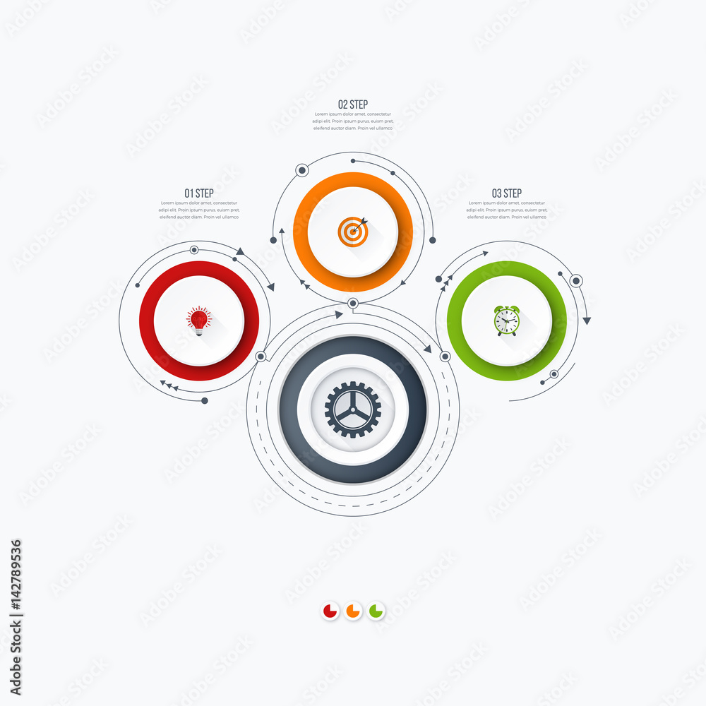 Infographics template 3 options with circle Infographics template 3 options with circle