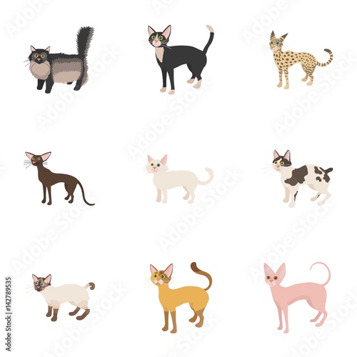 Pet icons set, cartoon style © juliars