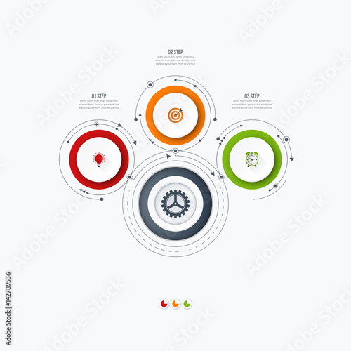 Infographics template 3 options with circle