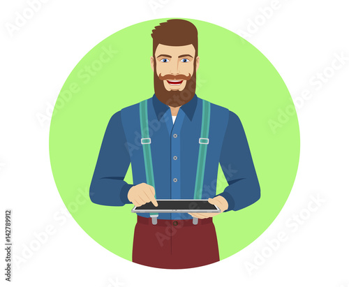 Hipster using digital tablet PC