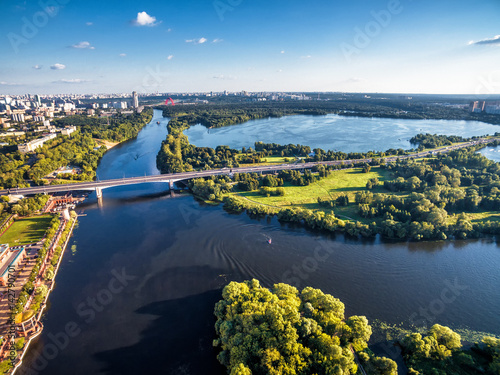 Aerial view of Moscow with Moskva River photo