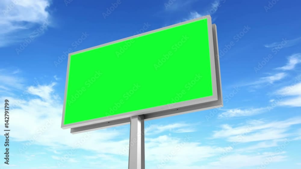 4K Timelapse Animation of Billboard with Green Screen over Clouds Background 4K Timelapse Animation of Billboard with Green Screen over Clouds Background
