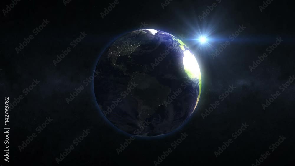 4K Loop Animation of Earth rotation with Sunshine. Elements of this animation furnished by NASA 4K Loop Animation of Earth rotation with Sunshine. Elements of this animation furnished by NASA