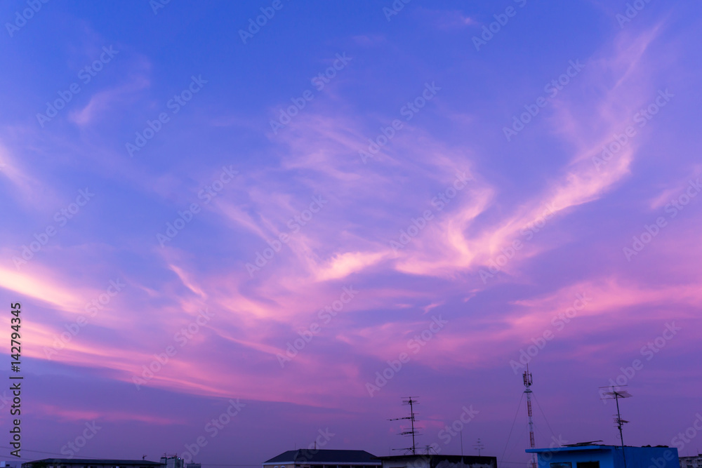 Twilight Sky Silk Clouds Purple Color Background