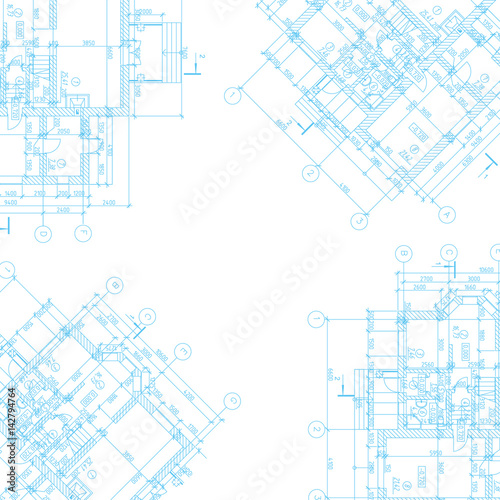 Detailed architectural plan. Abstract vector blueprint.