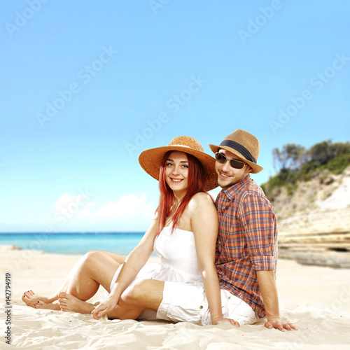 summer time and lovers on beach 