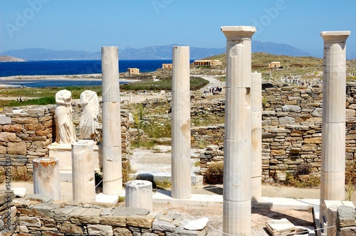 Ruins and  remains of marble statues/Island Of Delos, Greece. Architecture Of Ancient Greece, It is one of argest museums of Antiquity under the open sky. From travels in the Mediterranean photo