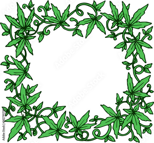 Floral ornament frame. Lefrs cannabis. Marijuana vector image
