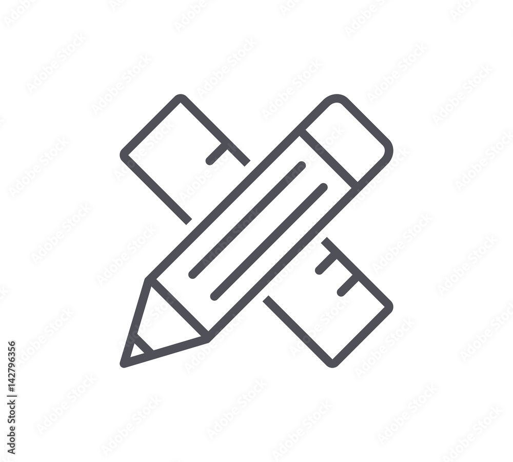Pencil and Ruler Line Icon Pencil and Ruler Line Icon