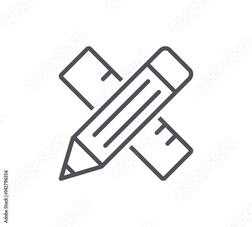 Pencil and Ruler Line Icon