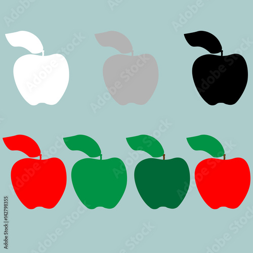 Green red black grey white apple icon.