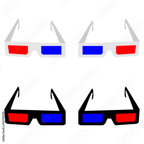 The 3d spectacles or eyeglasses.